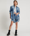 Denim shirt with embroidered designs