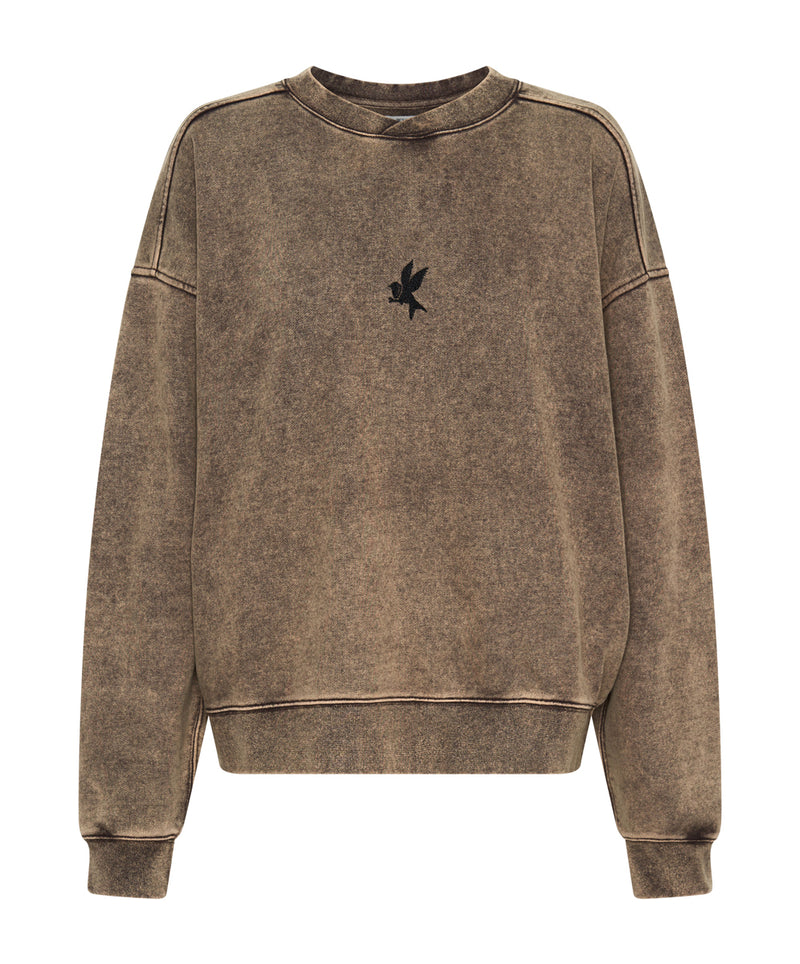 Crewneck sweater with washed effect