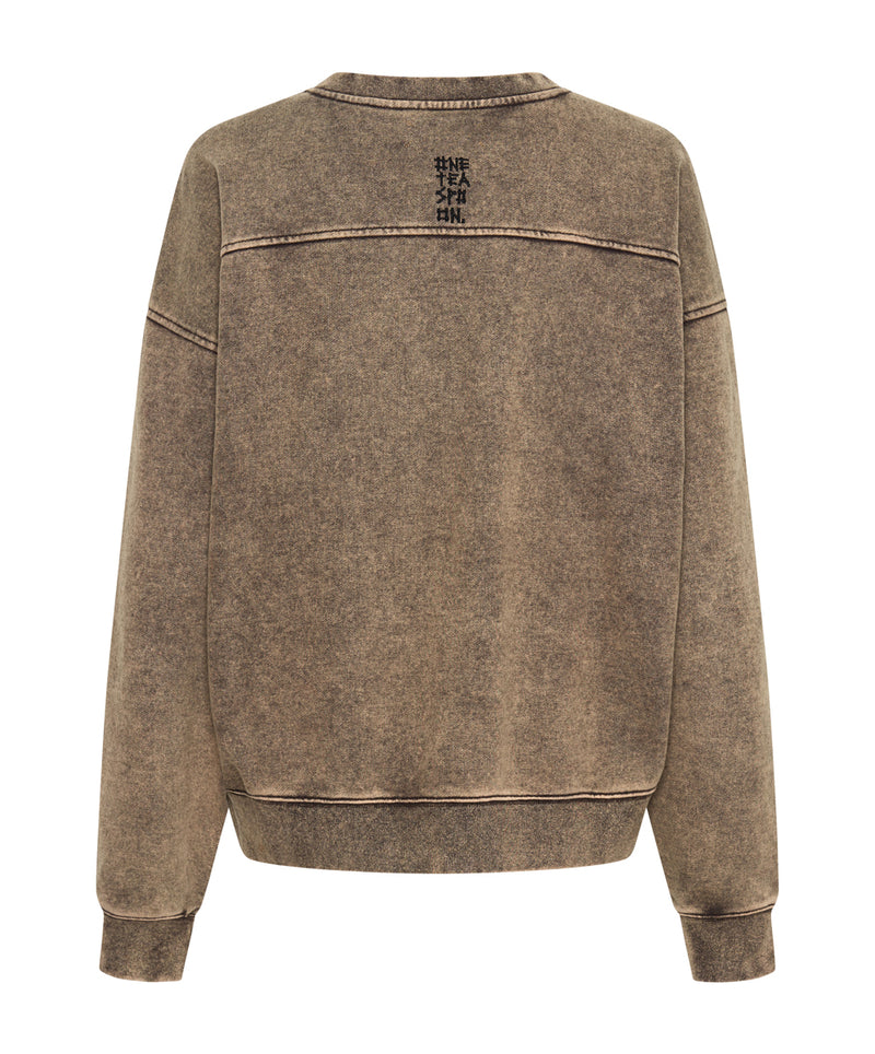 Crewneck sweater with washed effect