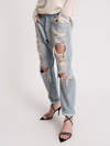 Boyfriend jeans with sequins and rips
