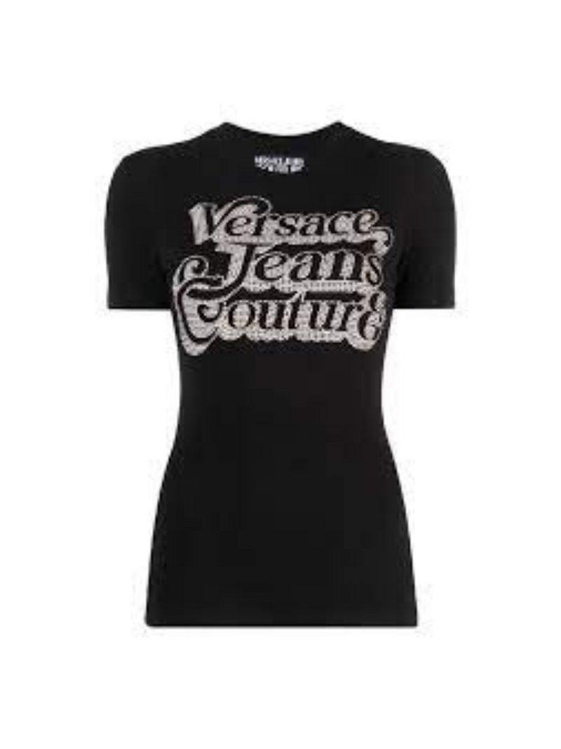 T-shirt με στρας logo Versace Jeans Couture