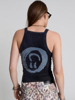 Slim fit tank top with print on the back