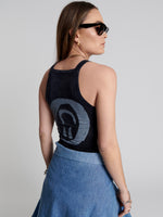 Slim fit tank top with print on the back