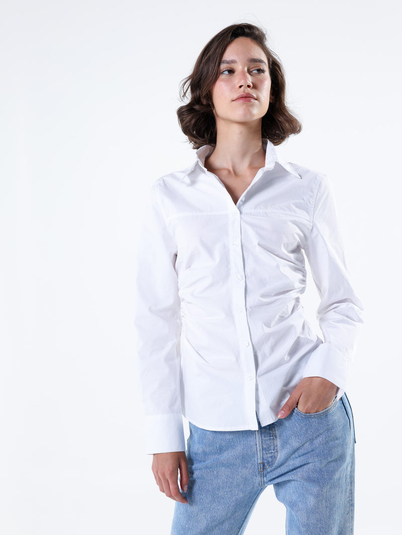 Ruched oxford shirt