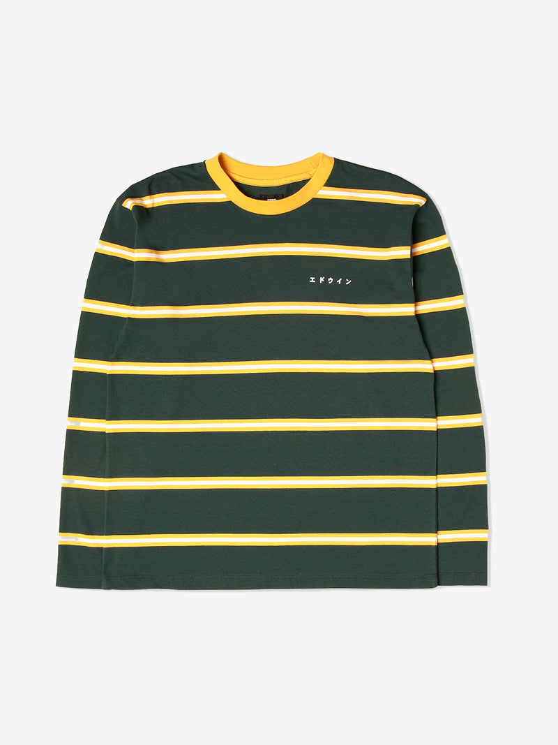 Striped long-sleeve t-shirt with logo-print