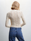 Long-sleeved lace-trimmed top