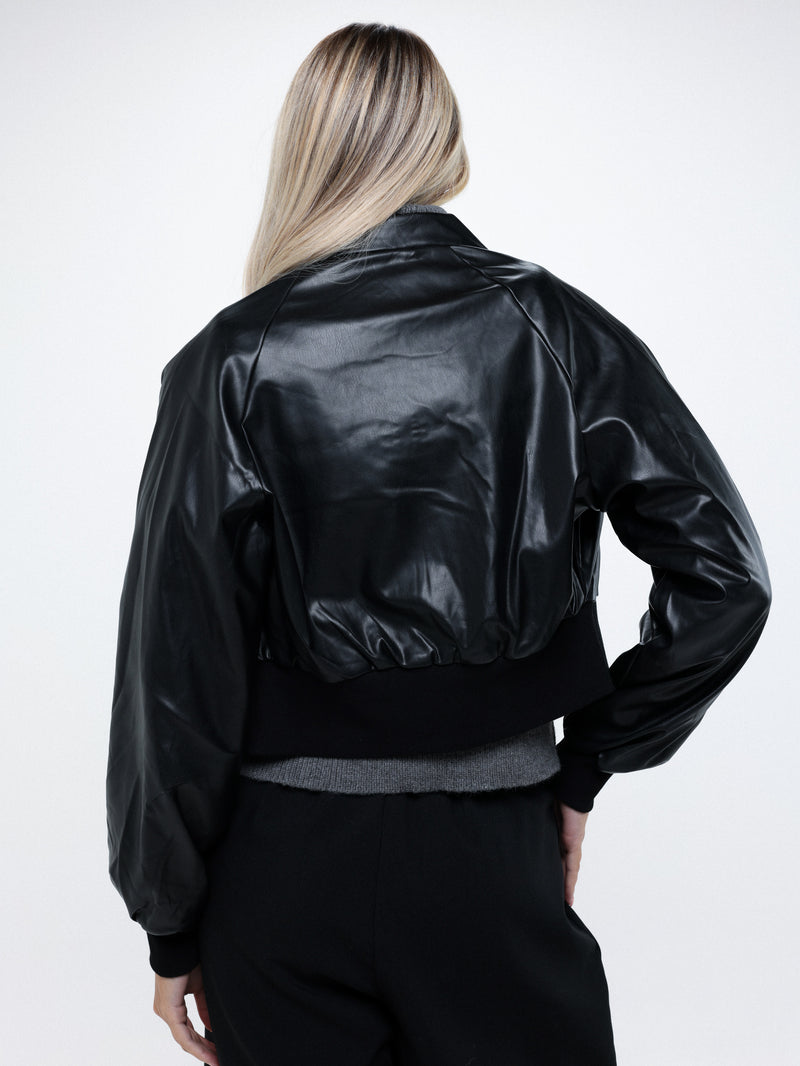 Bomber jacket with leather 