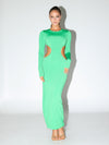 Long-sleeves maxi dress with slit