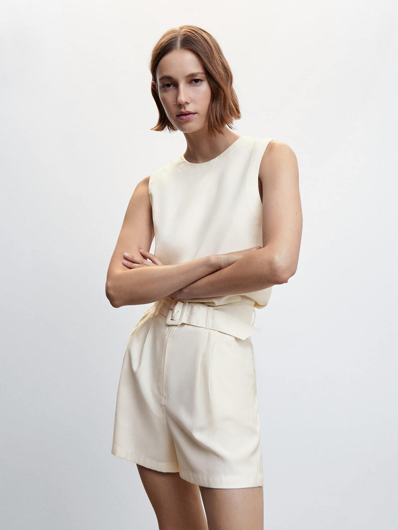 High-rise tailored shorts with belt