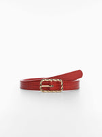 Belt with embossed buckle