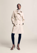 Trench coat with leather effect