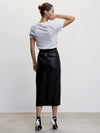 Skirt with leather effect